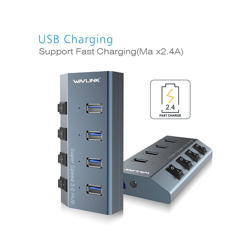 UH3049 SuperSpeed USB3.0 4 Port Aluminum HUB with Fast Charging