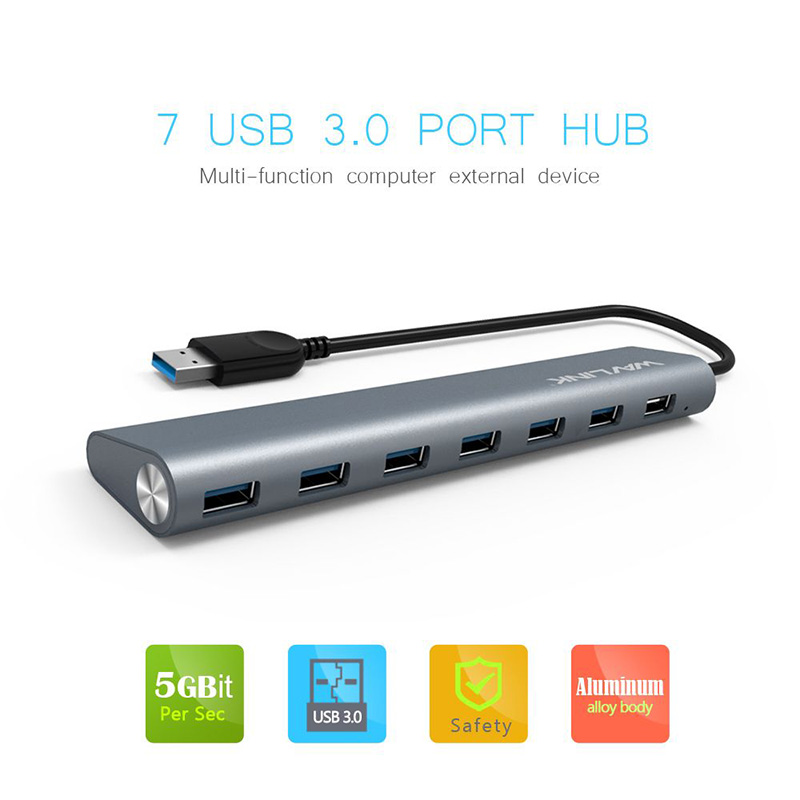 UH3075 Superspeed USB3.0 7 Port Aluminum HUB 3