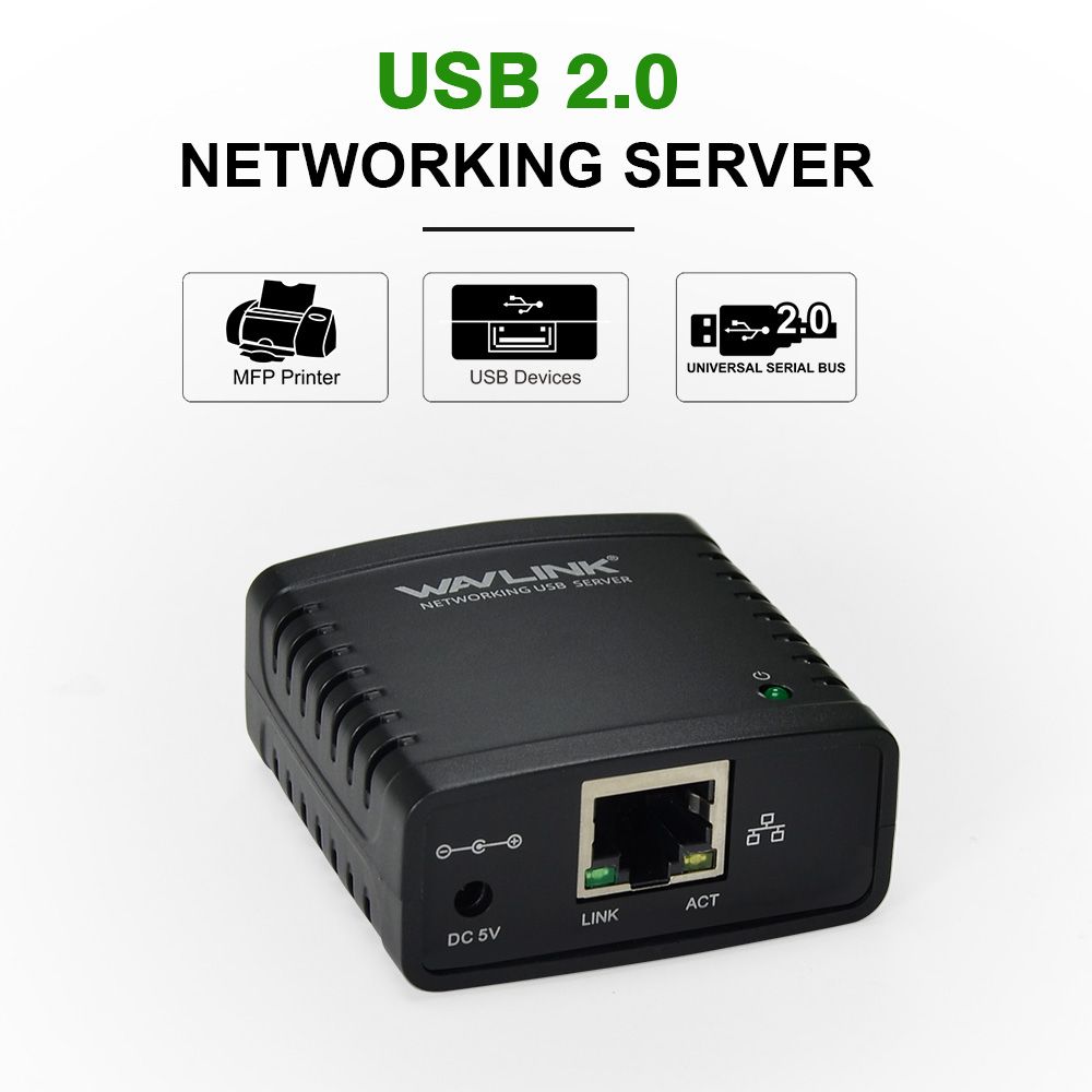 NU78M41 10/100Mbps Ethernet to USB 2.0 Network Print Server Home and Business Networking Equipment &Wireless Audio and Video Transmission Equipment -WAVLINK Official
