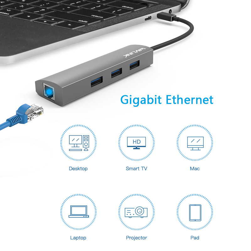 UH3031GC Superspeed USB-C 4-Port Hub with Gigabit Ethernet 4