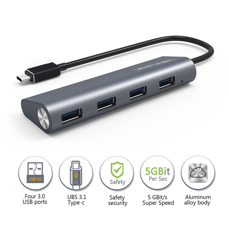 UH3048C SuperSpeed USB-C to USB 3.0 4-Port Aluminum HUB 4
