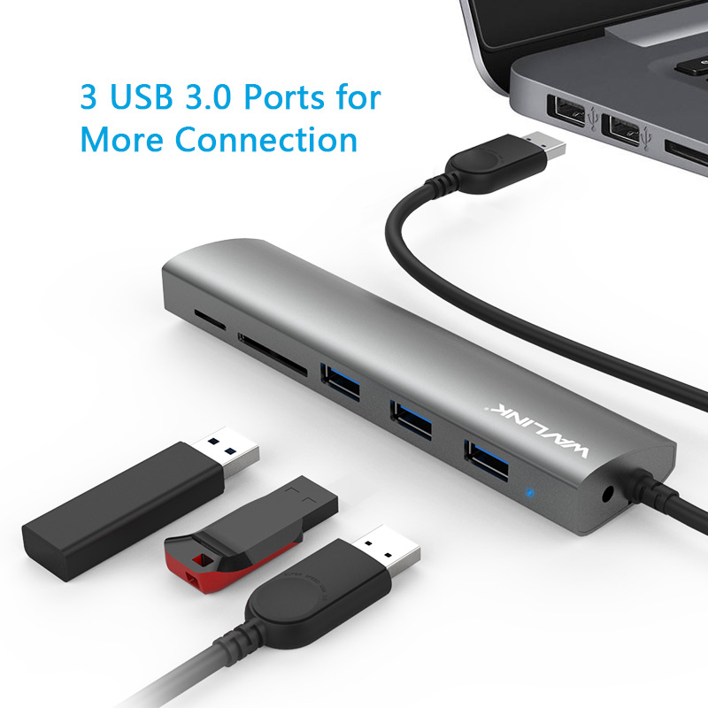 UH3047R Aluminum USB 3.0 5 Port HUB With Card Reader 3