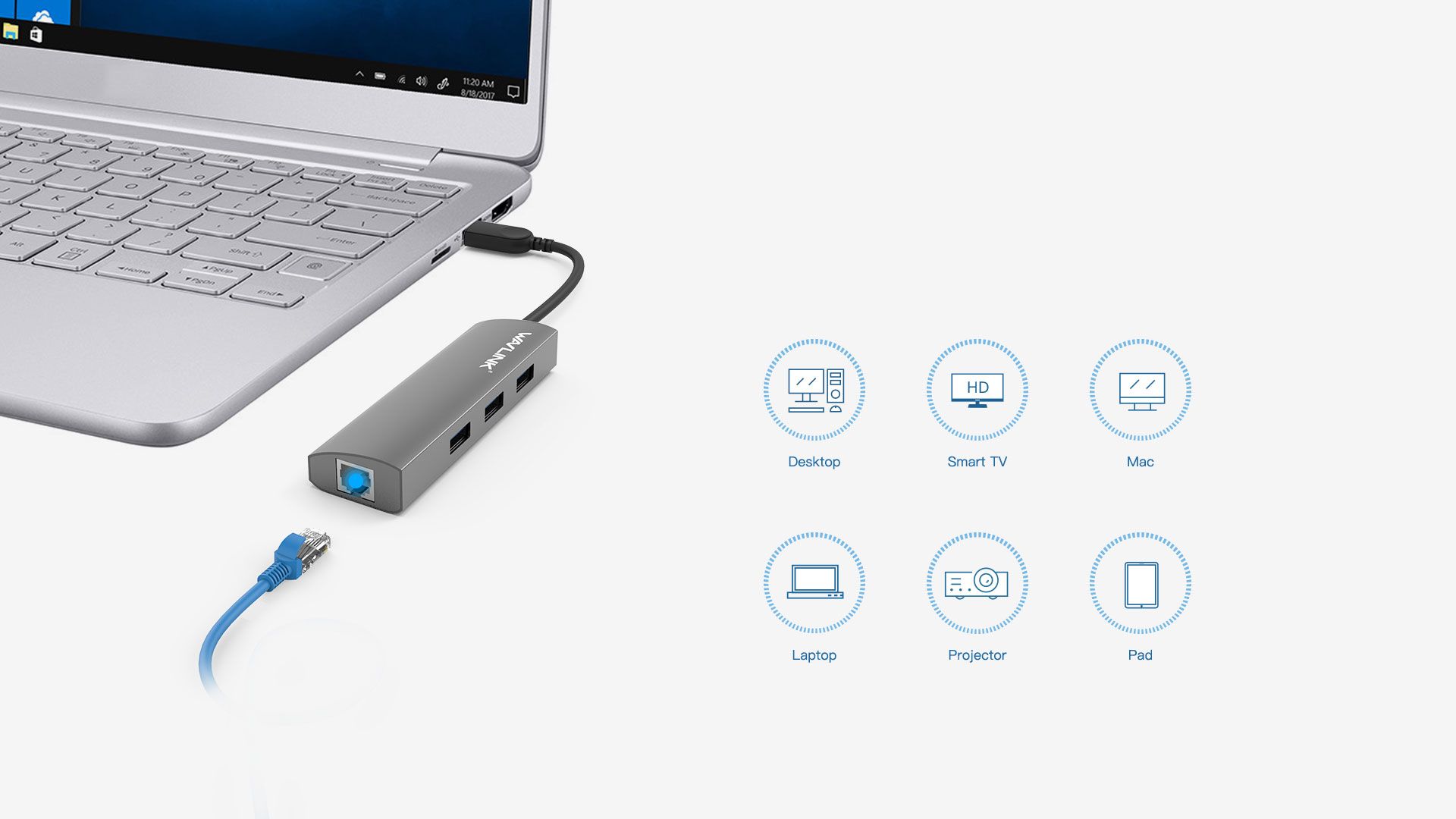 WAVLINK USB 3.0 4-PORT HUB WITH GIGABIT ETHERNET 3 6