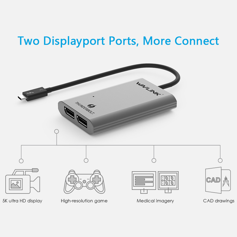 UTA03D Thunderbolt™ 3 to Dual DisplayPort Display Adapter 4