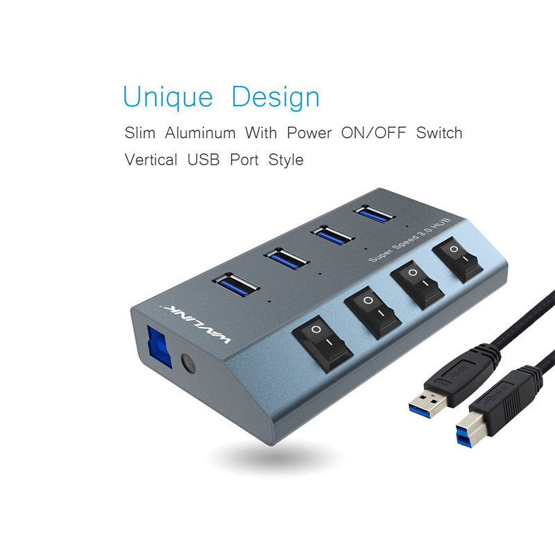 UH3049 SuperSpeed USB3.0 4 Port Aluminum HUB with Fast Charging 4