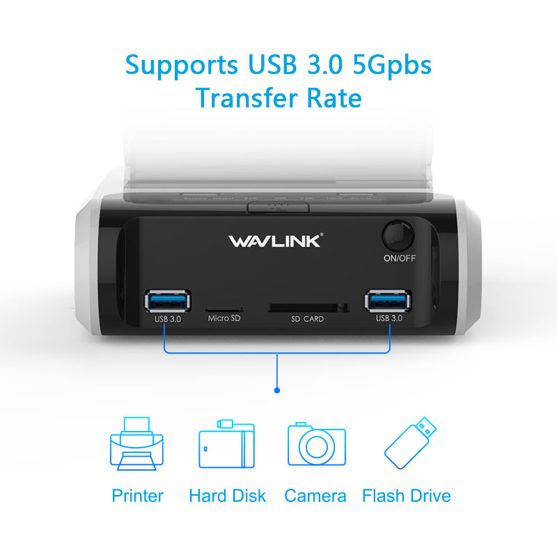 ST336A(Black) USB 3.0 to SATA Dual Bay External Hard Drive Docking Station for 2.5” & 3.5”SSD HDD 4