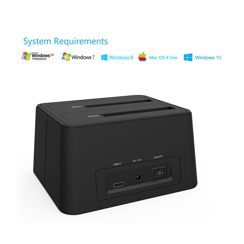 ST334UC USB C to SATA Dual Bay External Hard Drive Docking Station for 2.5/3.5 Inch SSD HDD 3