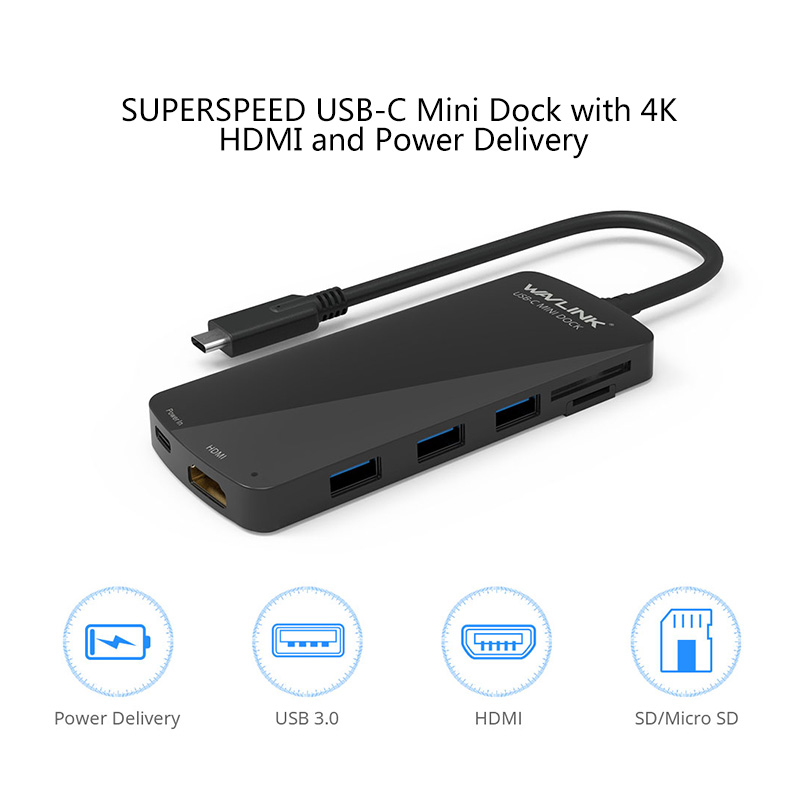 UHP3403HR SUPERSPEED USB-C Mini Dock with 4K HDMI and Power Delivery 2