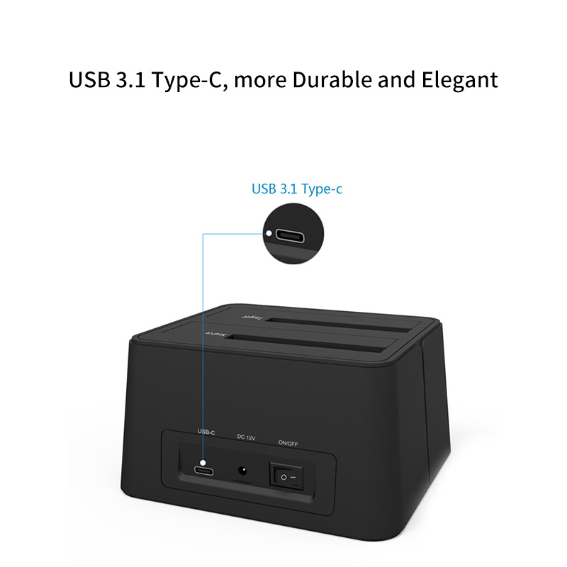 ST334UC USB C to SATA Dual Bay External Hard Drive Docking Station for 2.5/3.5 Inch SSD HDD 2