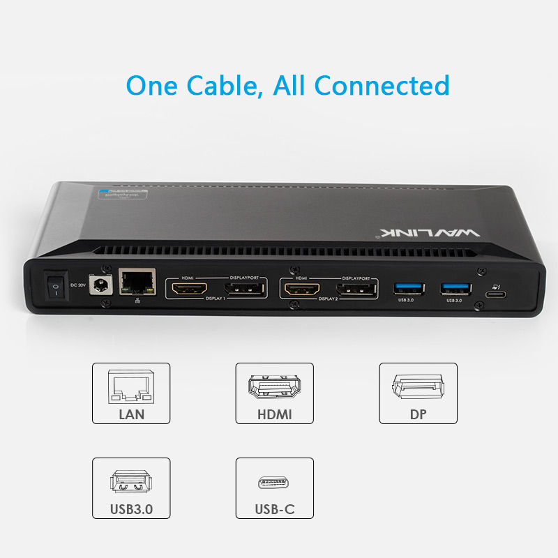 WAVLINK USB 3.0 Docking Station | Dual 5K/4K Display For Laptop Thunderbolt 4/3